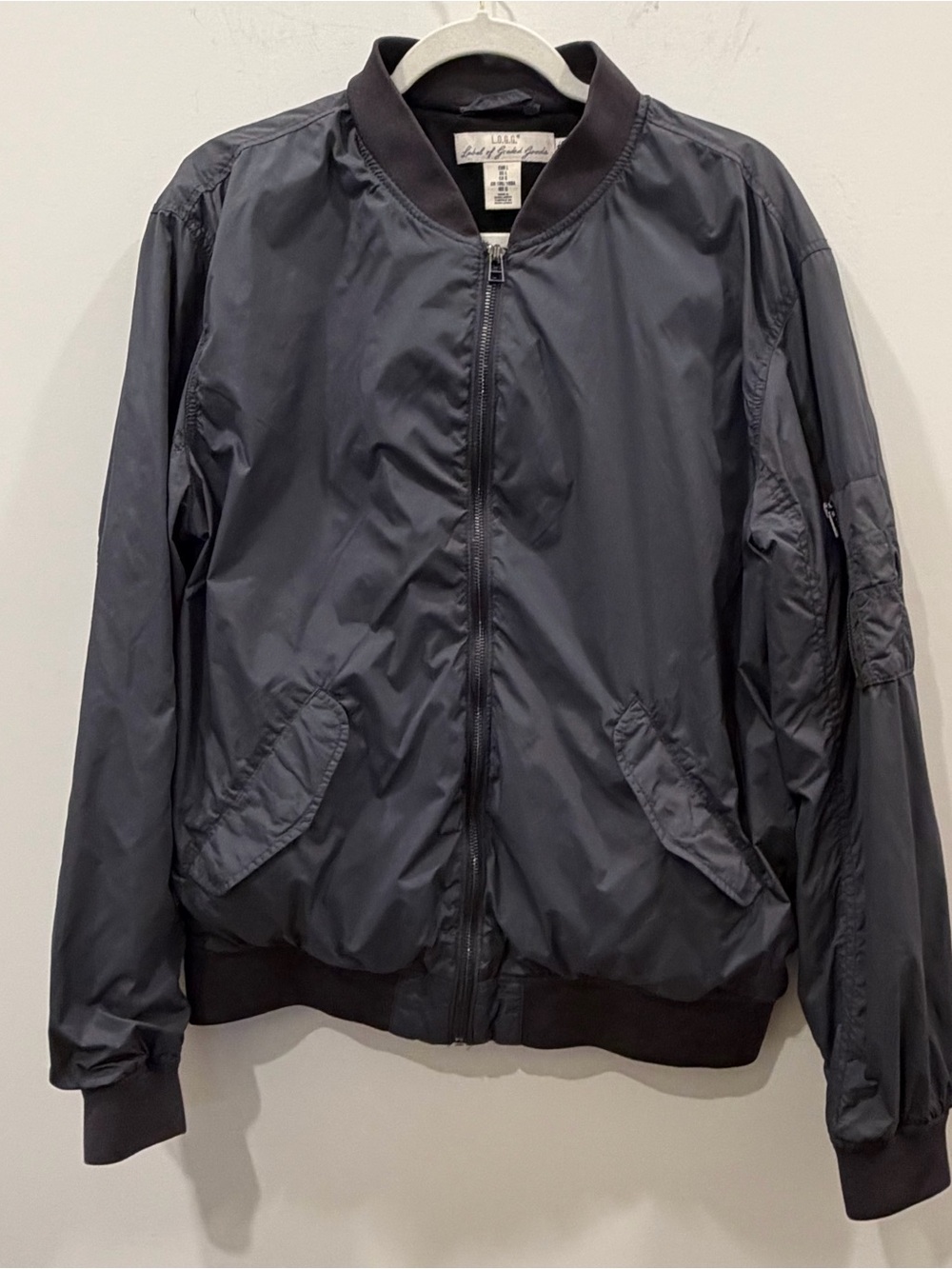 H&M L.O.G.G. Men's Charcoal Gray Bomber Jacket - Zip Front